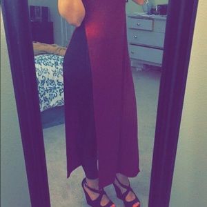 Burgundy maxi top with side slits